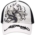 hvid-og-sort-trucker-kasket-mono-giant-dragon-fra-ed-hardy