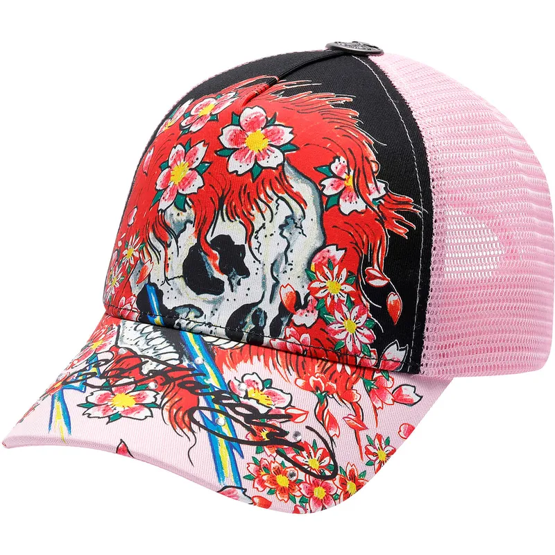 cappellino-trucker-nero-e-rosa-beautiful-ghost-di-ed-hardy