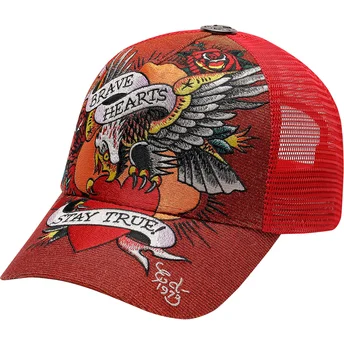 Gorra trucker roja Brave Hearts de Ed Hardy