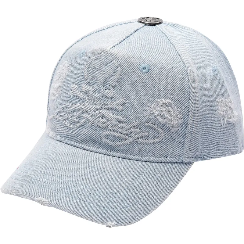cappellino-curvo-blu-regolabile-denim-embossed-skull-di-ed-hardy