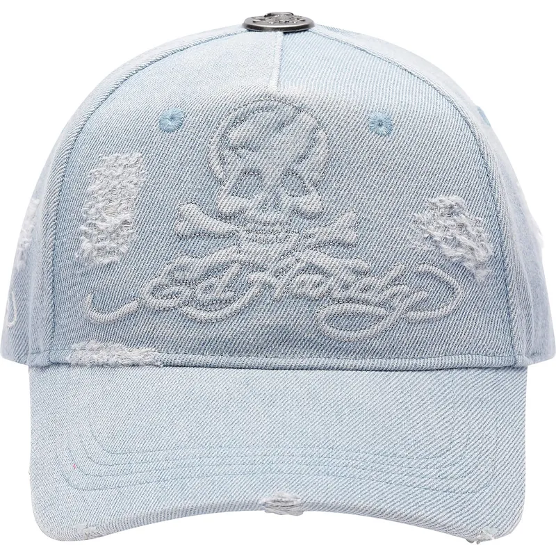 regulowana-niebieska-czapka-z-daszkiem-denim-embossed-skull-od-ed-hardy