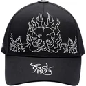 casquette-courbee-noire-ajustable-flaming-skull-ed-hardy