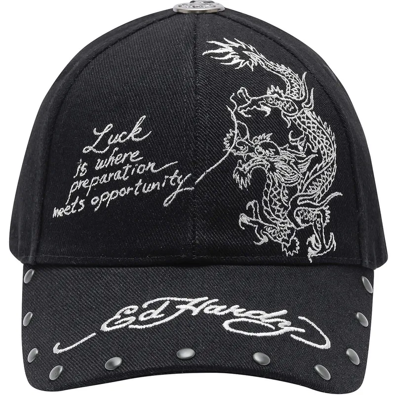 svart-justerbar-kurvad-keps-lucky-dragon-fran-ed-hardy