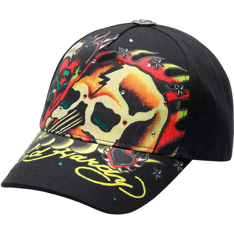 justerbar-sort-buet-kasket-skull-chopper-fra-ed-hardy