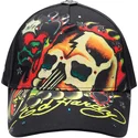 svart-justerbar-kurvad-keps-skull-chopper-fran-ed-hardy