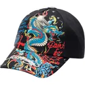 justerbar-sort-buet-kasket-blue-dragon-fra-ed-hardy
