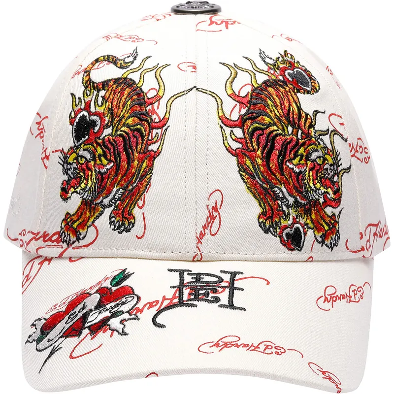 cappellino-curvo-beige-regolabile-tiger-flames-di-ed-hardy