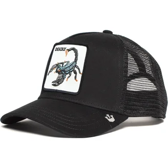 Czarna czapka trucker z wizerunkiem skorpiona Deadly The Deadliest Scorpion The Farm od Goorin Bros.