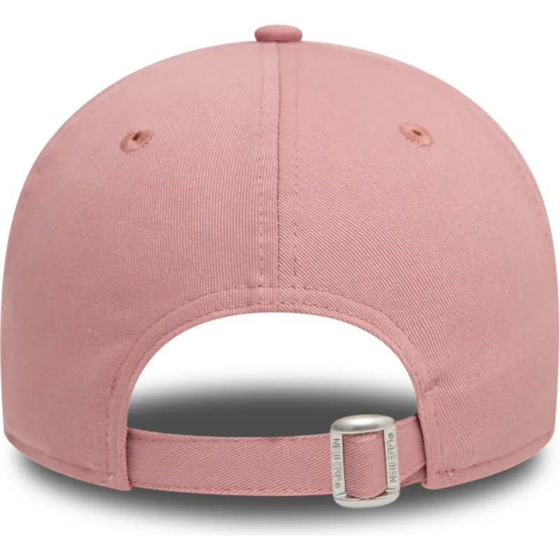 rosa-verstellbare-curved-cap-mit-rosa-logo-9forty-league-essential-der-new-york-yankees-mlb-von-new-era