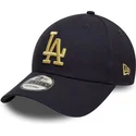 verstellbare-dunkelblaue-9forty-metallic-kappe-mit-gebogenem-schirm-und-goldenem-logo-der-los-angeles-dodgers-mlb-von-new-era