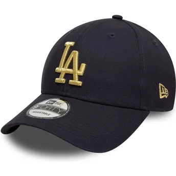 Casquette courbée bleue marine ajustable avec logo doré 9FORTY Metallic Los Angeles Dodgers MLB New Era