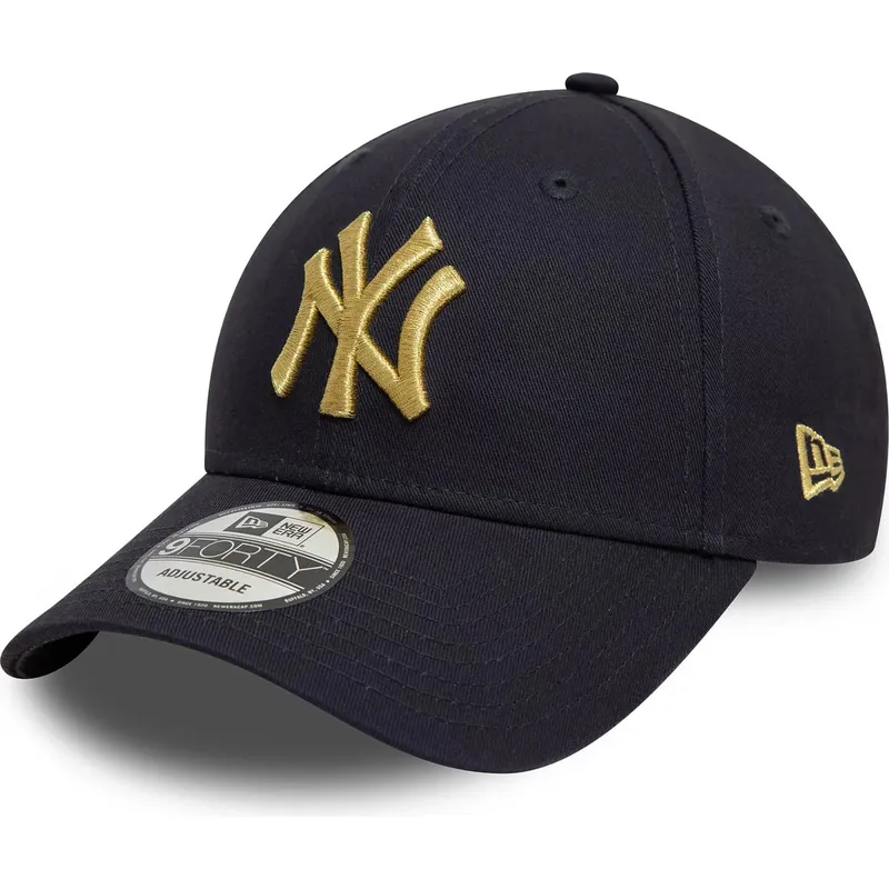 cappellino-curvo-blu-marino-regolabile-con-logo-dorato-9forty-metallic-di-new-york-yankees-mlb-di-new-era