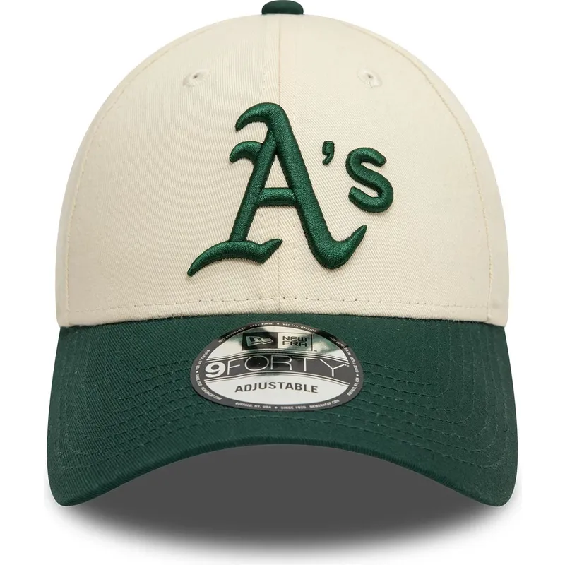 oakland-athletics-mlb-new-era-9forty-colour-block-justerbar-beige-og-gron-buet-kasket