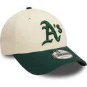 cappellino-curvo-beige-e-verde-regolabile-9forty-colour-block-degli-oakland-athletics-mlb-di-new-era