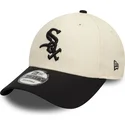 cappellino-curvo-beige-e-nero-regolabile-9forty-colour-block-di-chicago-white-sox-mlb-di-new-era