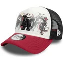 cappellino-trucker-bianco-nero-e-rosso-9forty-a-frame-graphic-dei-los-angeles-dodgers-mlb-dragon-di-new-era