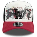 cappellino-trucker-bianco-nero-e-rosso-9forty-a-frame-graphic-dei-los-angeles-dodgers-mlb-dragon-di-new-era