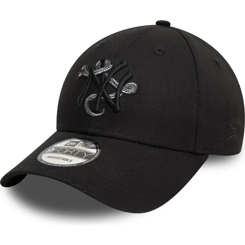 cappellino-curvo-nero-regolabile-con-logo-nero-9forty-icon-di-new-york-yankees-mlb-snake-di-new-era