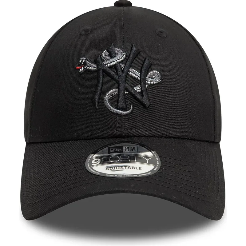 cappellino-curvo-nero-regolabile-con-logo-nero-9forty-icon-di-new-york-yankees-mlb-snake-di-new-era