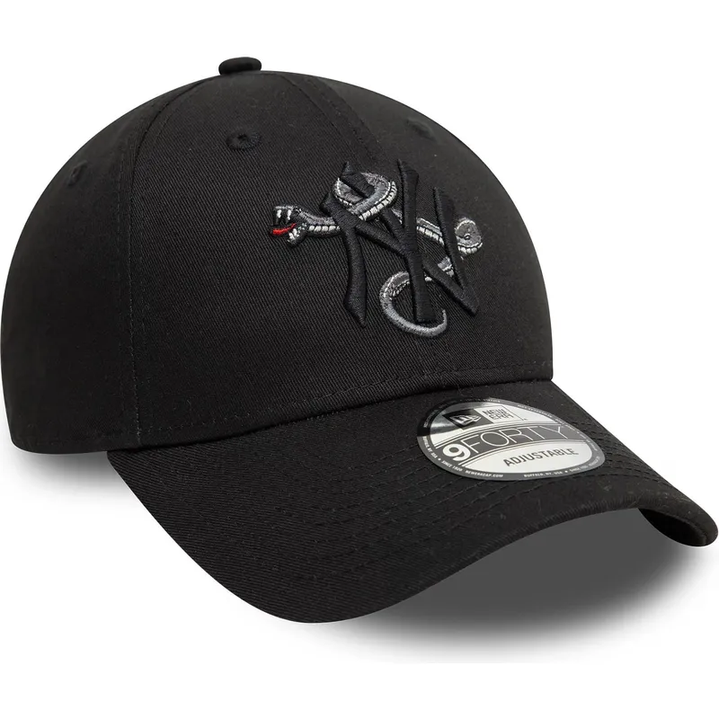 cappellino-curvo-nero-regolabile-con-logo-nero-9forty-icon-di-new-york-yankees-mlb-snake-di-new-era