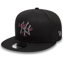 cappello-snapback-nero-a-visiera-piatta-con-logo-grigio-9fifty-icon-dei-new-york-yankees-mlb-snake-di-new-era