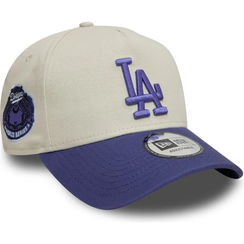 bezowo-fioletowa-czapka-z-zakrzywionym-daszkiem-snapback-z-fioletowym-logo-9forty-a-frame-world-series-patch-los-angeles-dodgers