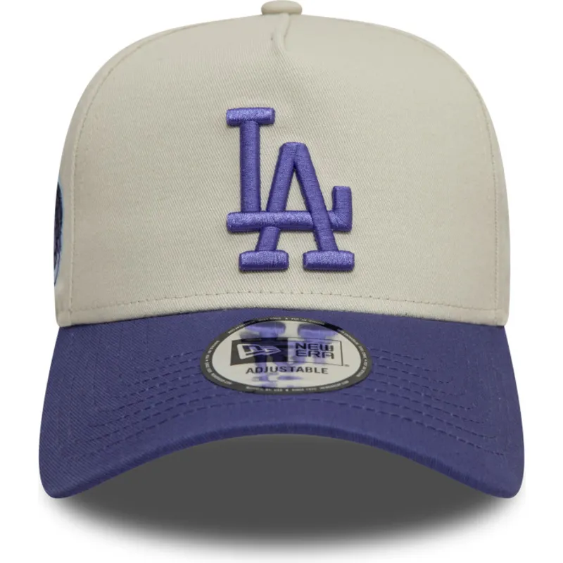 bezowo-fioletowa-czapka-z-zakrzywionym-daszkiem-snapback-z-fioletowym-logo-9forty-a-frame-world-series-patch-los-angeles-dodgers