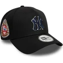 casquette-courbee-noire-snapback-avec-logo-bleu-marine-9forty-a-frame-world-series-patch-new-york-yankees-mlb-new-era