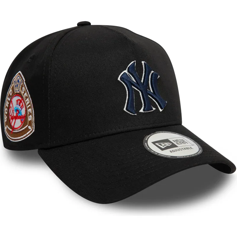 cappellino-curvo-nero-snapback-con-logo-blu-marino-9forty-a-frame-world-series-patch-di-new-york-yankees-mlb-di-new-era