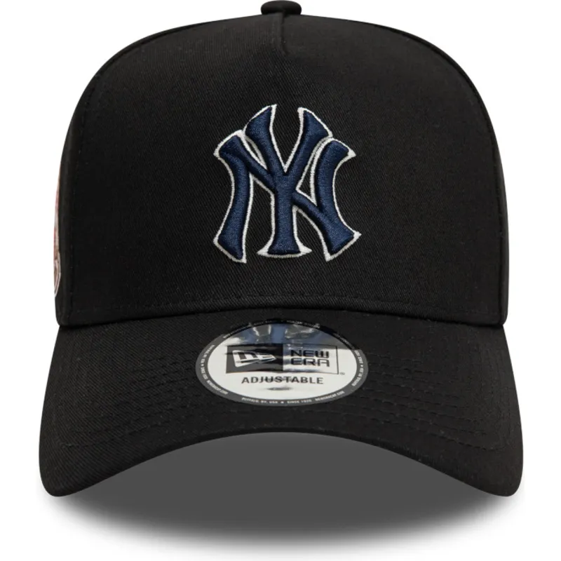 sort-snapback-kasket-med-buet-skygge-og-morkeblat-logo-9forty-a-frame-world-series-patch-fra-new-york-yankees-mlb-fra-new-era