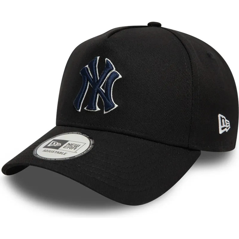 cappellino-curvo-nero-snapback-con-logo-blu-marino-9forty-a-frame-world-series-patch-di-new-york-yankees-mlb-di-new-era