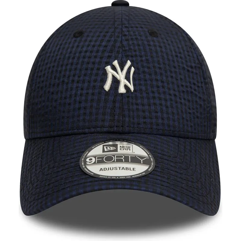 marinebla-justerbar-9forty-seersucker-kasket-fra-new-york-yankees-mlb-fra-new-era