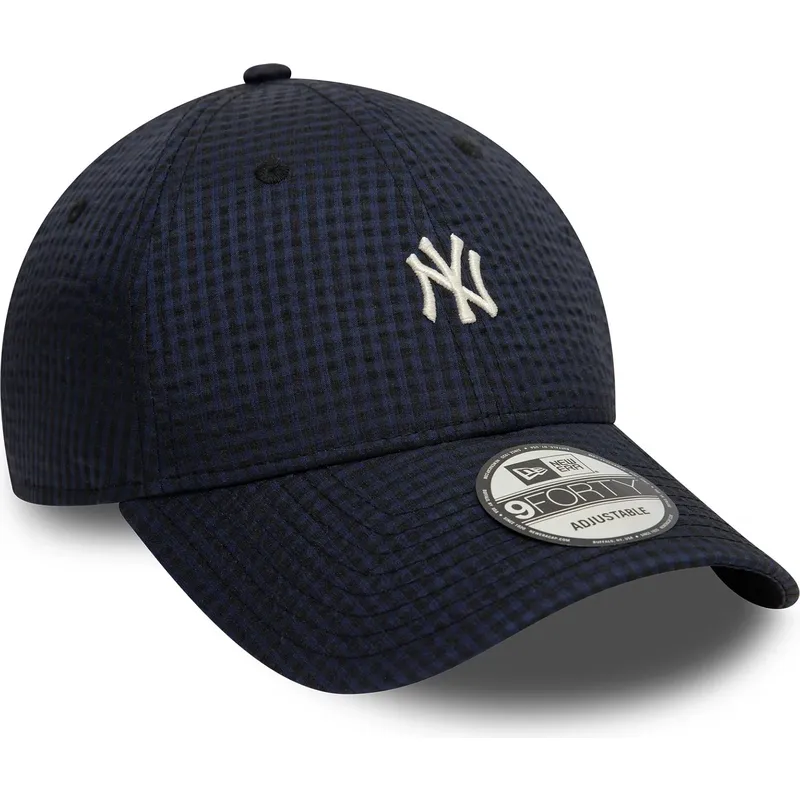 justerbar-marinbla-9forty-seersucker-keps-med-bojd-skarm-fran-new-york-yankees-mlb-av-new-era
