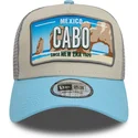 cappellino-trucker-beige-e-blu-9forty-a-frame-license-plate-di-cape-cities-and-beaches-di-new-era