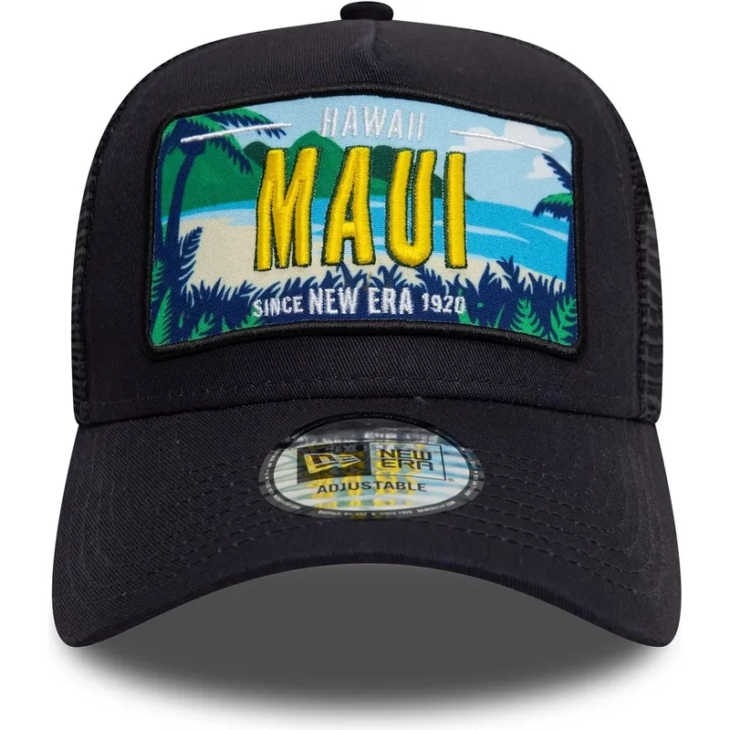 cappellino-trucker-blu-marino-9forty-a-frame-license-plate-di-maui-citta-e-spiagge-di-new-era