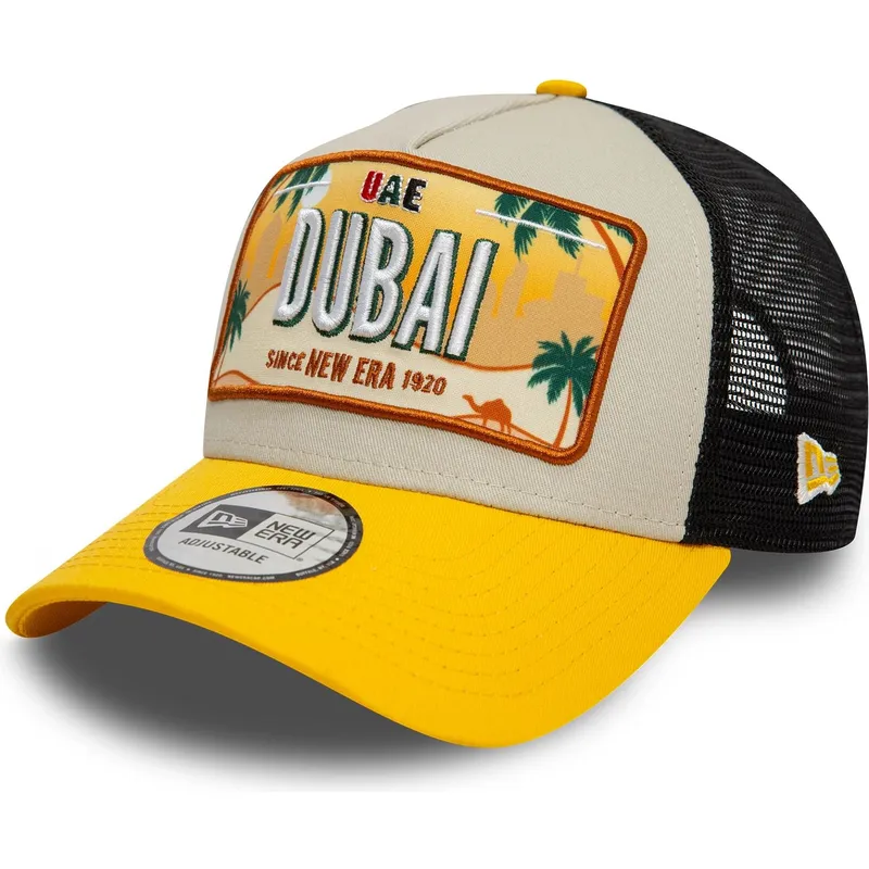 czapka-trucker-bezowo-zolta-9forty-a-frame-license-plate-z-dubaju-miasta-i-plaze-od-new-era