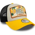 beige-und-gelbe-trucker-kappe-9forty-a-frame-license-plate-dubai-stadte-und-strande-von-new-era