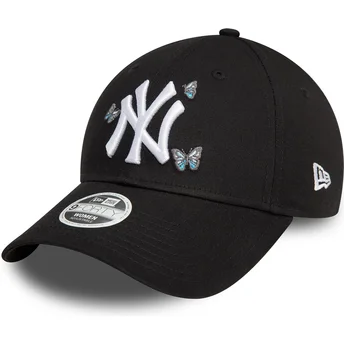 Gorra curva negra ajustable para mujer 9TWENTY Icon Butterflies de New York Yankees MLB de New Era