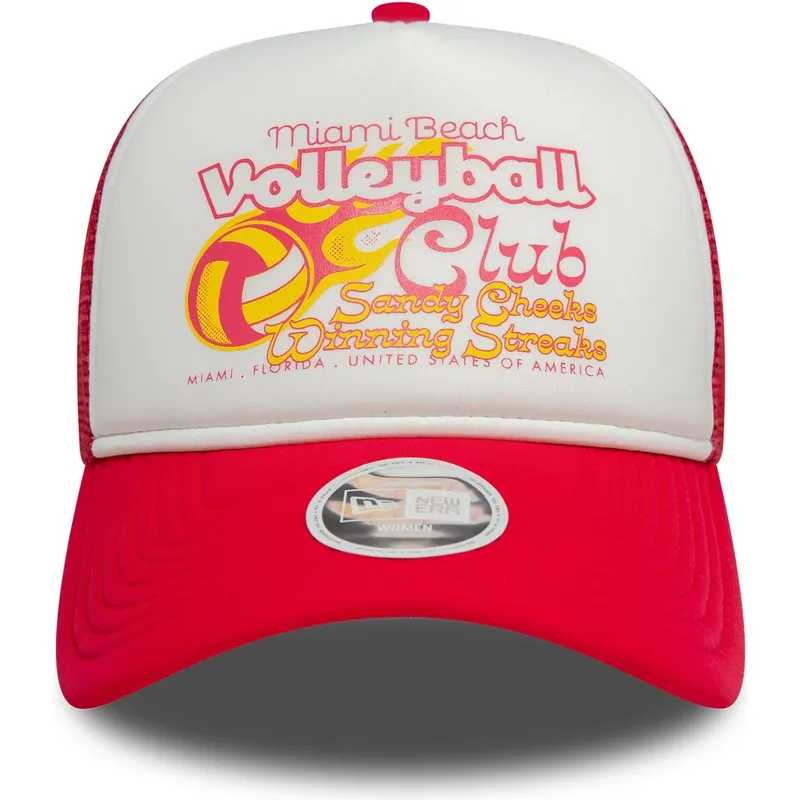 cappello-trucker-bianco-e-rosso-da-donna-9forty-a-frame-foam-di-miami-beach-citta-e-spiagge-di-new-era
