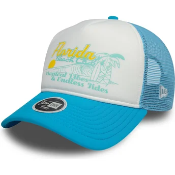 Gorra trucker blanca y azul para mujer 9FORTY A Frame Foam de Florida Beach Ciudades y Playas de New Era