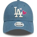 cappellino-curvo-blu-regolabile-da-donna-9forty-denim-icon-heart-dei-los-angeles-dodgers-mlb-di-new-era