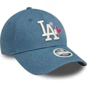 cappellino-curvo-blu-regolabile-da-donna-9forty-denim-icon-heart-dei-los-angeles-dodgers-mlb-di-new-era