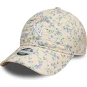 buet-beige-justerbar-kasket-til-kvinder-9twenty-floral-quilt-fra-new-york-yankees-mlb-fra-new-era