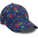 9forty-all-over-print-new-era-dc-comics-superman-kinder-cap-mit-gebogenem-schirm-in-marineblau
