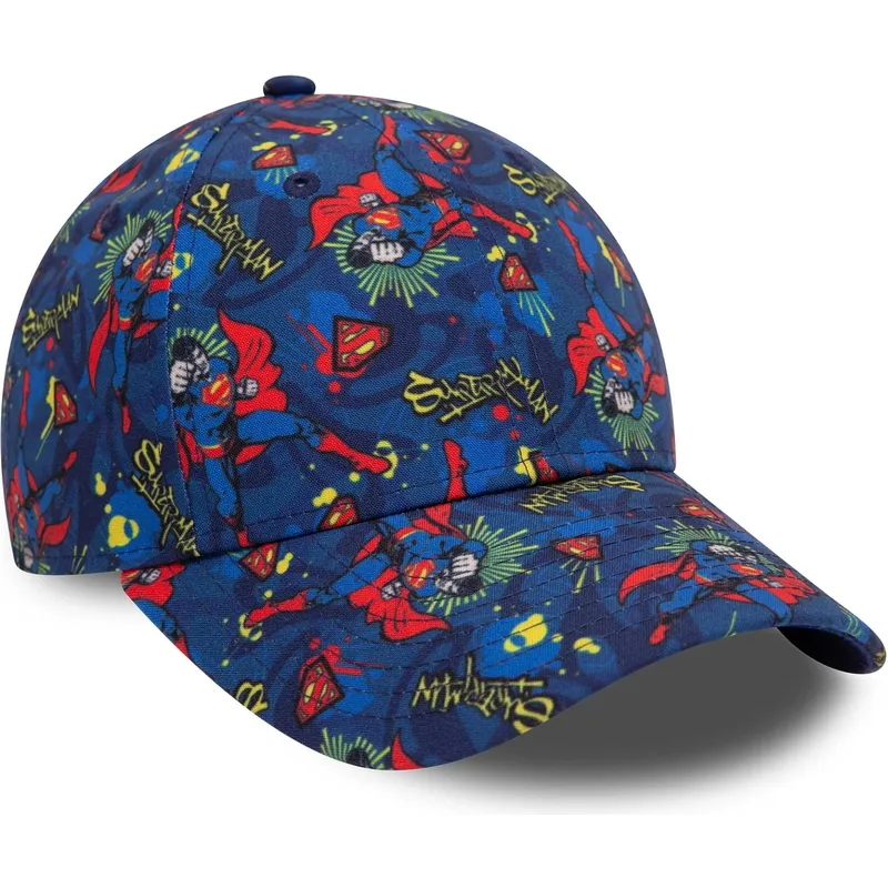 cappellino-curvo-blu-marino-per-bambino-9forty-all-over-print-di-superman-dc-comics-di-new-era