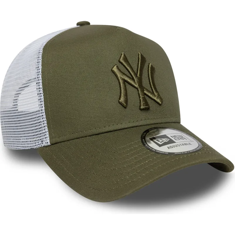 zielono-biala-czapka-truckerka-z-zielonym-logo-a-frame-league-essential-new-york-yankees-mlb-od-new-era