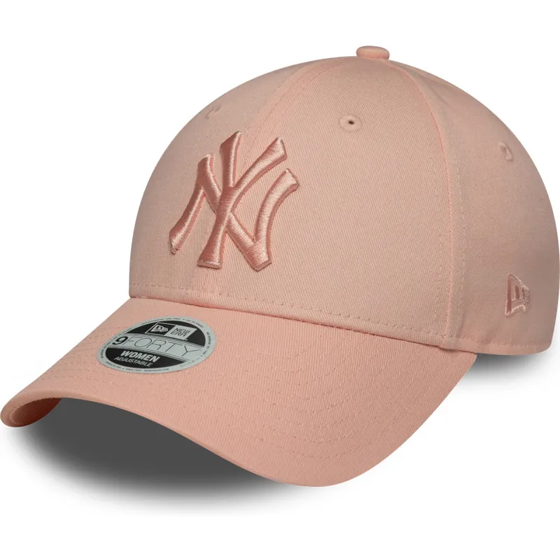rosa-justerbar-kurvkeps-for-damer-med-rosa-logotyp-9forty-league-essential-new-york-yankees-mlb-fran-new-era