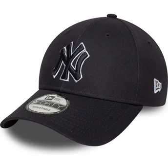 Czapka z zakrzywionym daszkiem granatowa, regulowana z granatowym logo 9FORTY Outline New York Yankees MLB od New Era