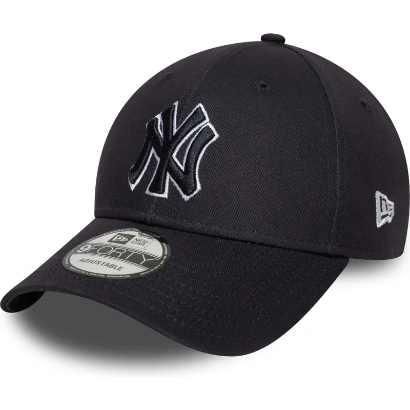 justerbar-marinebla-buet-kasket-med-marineblat-logo-9forty-outline-new-york-yankees-mlb-fra-new-era