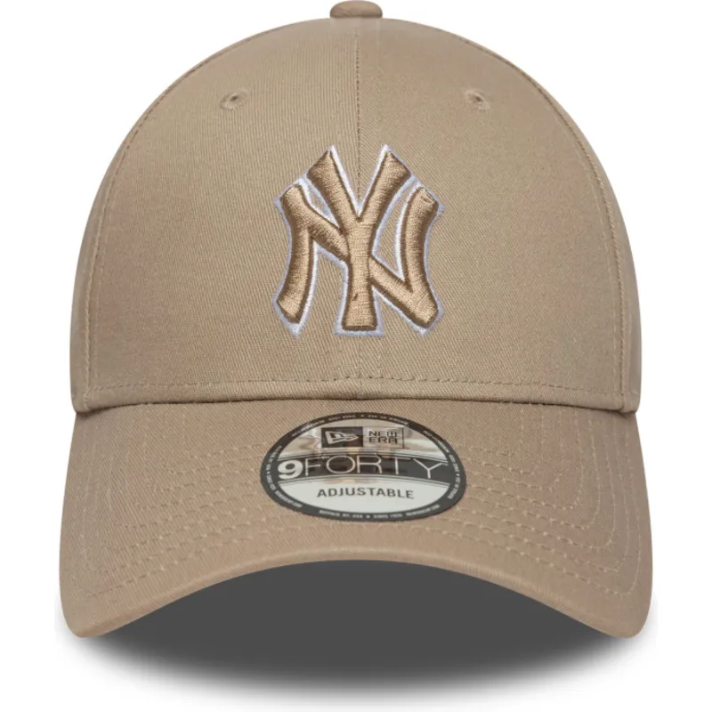 justerbar-ljusbrun-bojd-keps-med-brunt-9forty-outline-logo-fran-new-york-yankees-mlb-av-new-era
